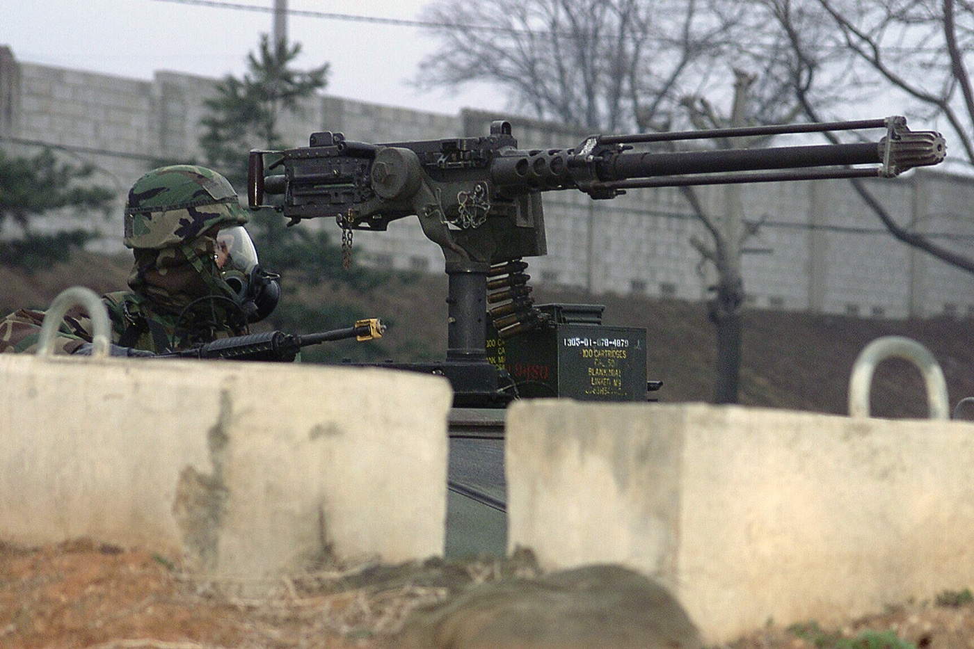 M2 Browning fitted with blank firing adaptor at Osan Air Base Republic of Korea