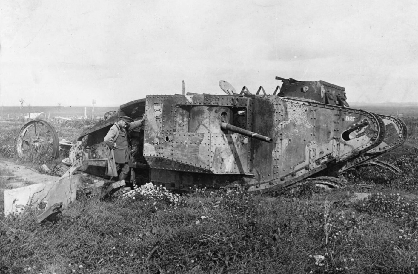 Mark I tank destroyed during the Battle of the Somme