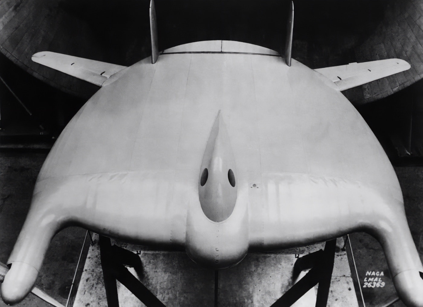 NASA photograph of the Vought V-173 in a wind tunnel