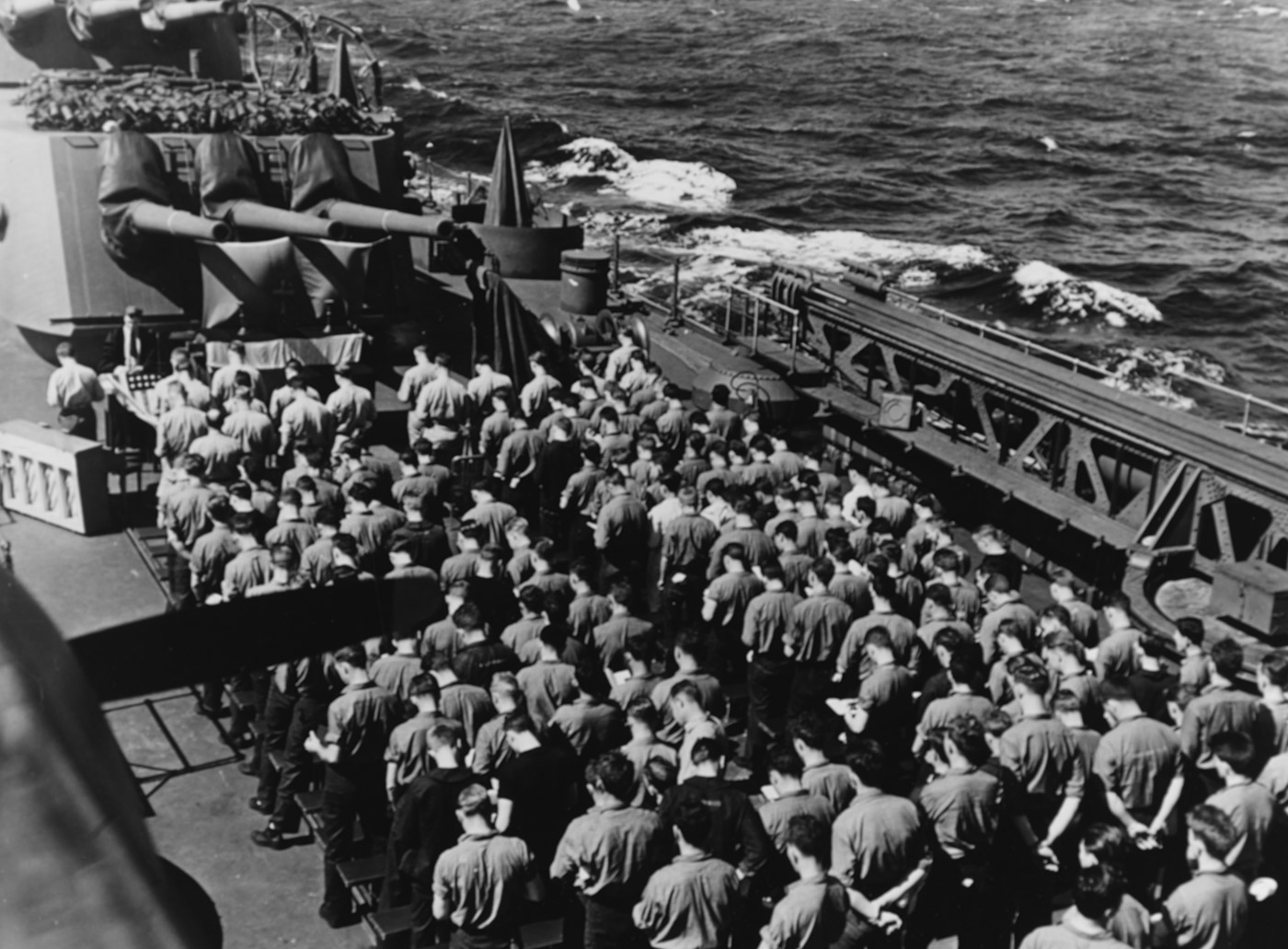 Thanksgiving Day church services on USS Santa Fe World War II Gilberts campaign