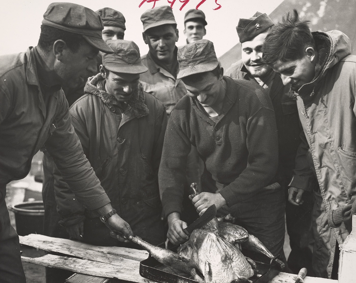 Thanksgiving turkey prepared for 5th Marine Regiment near Chosin Reservoir