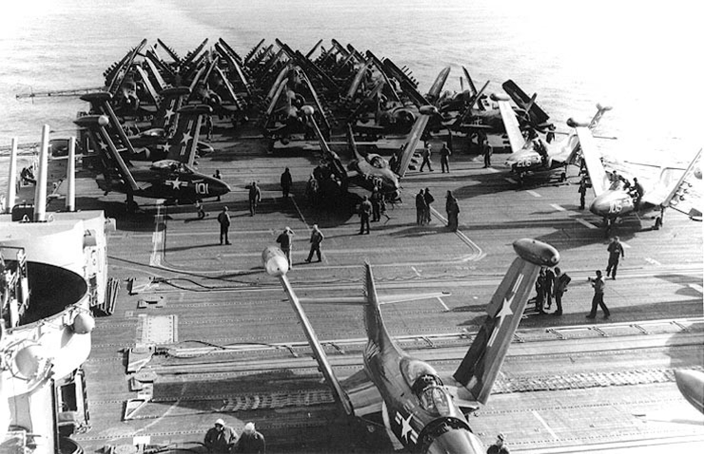 US Navy pilots prepare for bombing missions on Thanksgiving Day 1952 in the Korean War