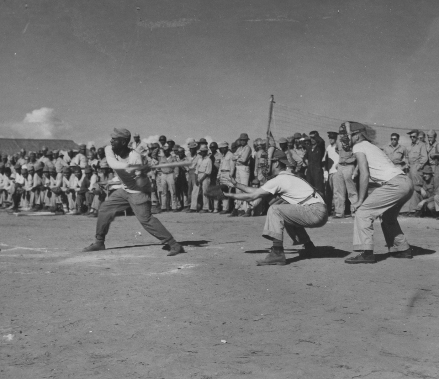 US soldiers play baseball on Thanksgiving Day during World War II in India