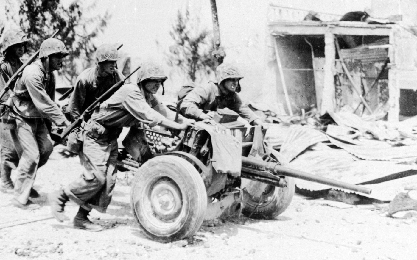 USMC 37mm anti-tank gun Garapan Saipan