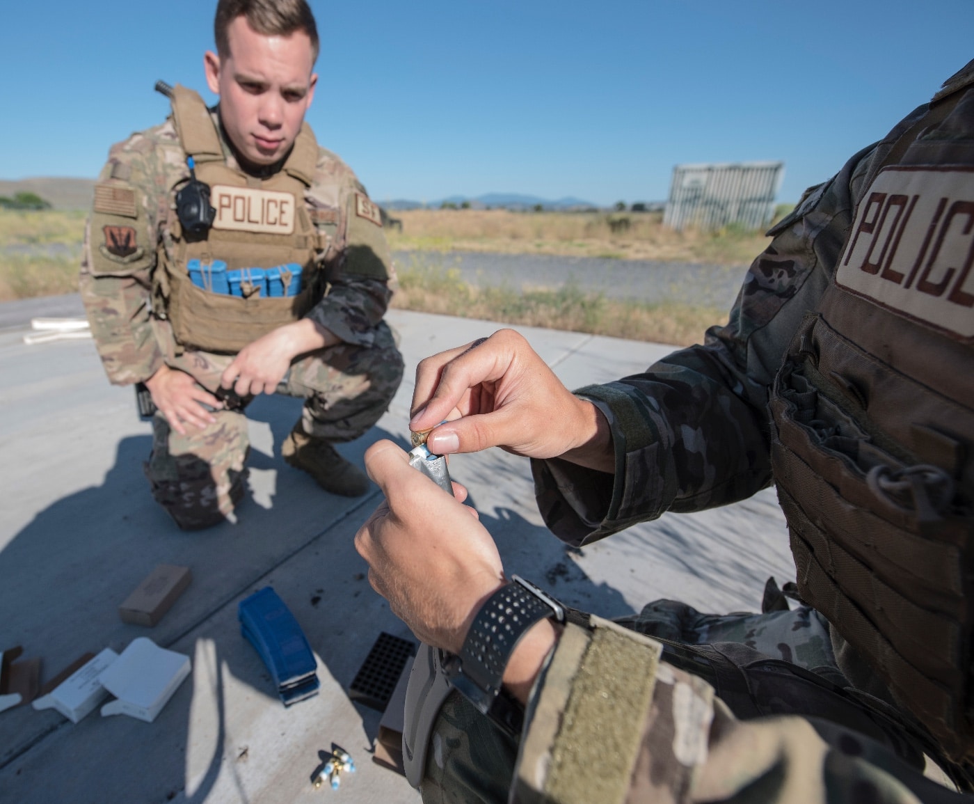 United States Air Force Security Police training with Simunitions