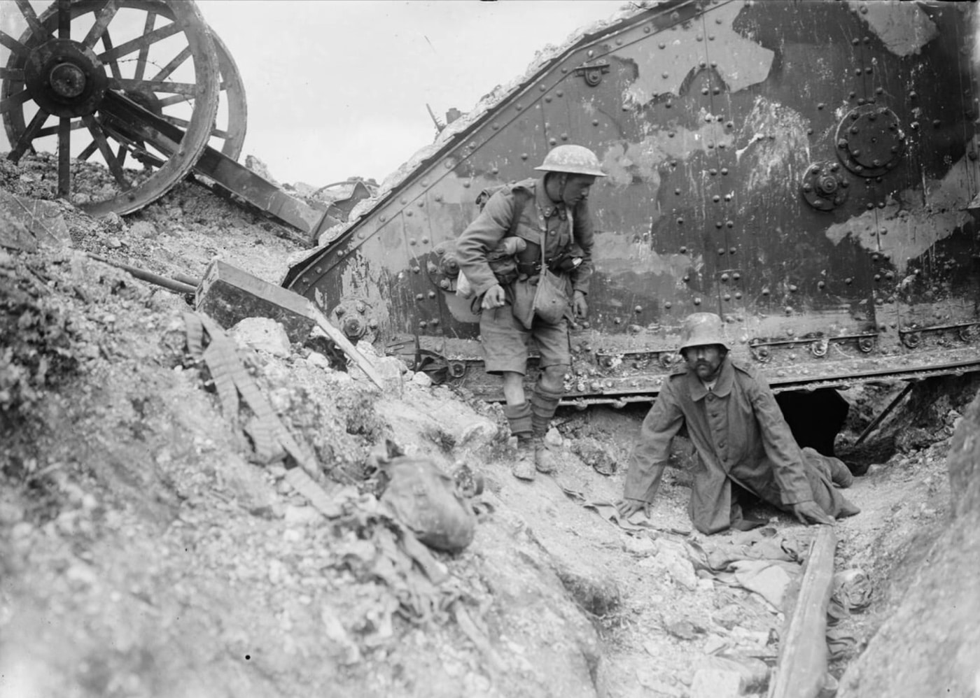 destroyed Mark I tank at Battle of Flers-Courcelette