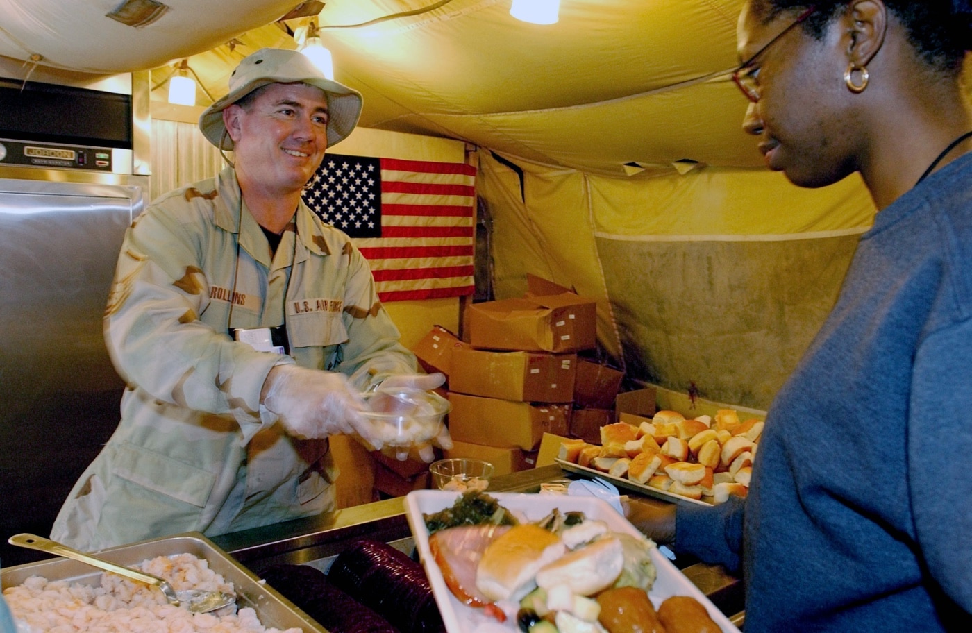 serving Thanksgiving meal at Baghdad International Airport Iraq