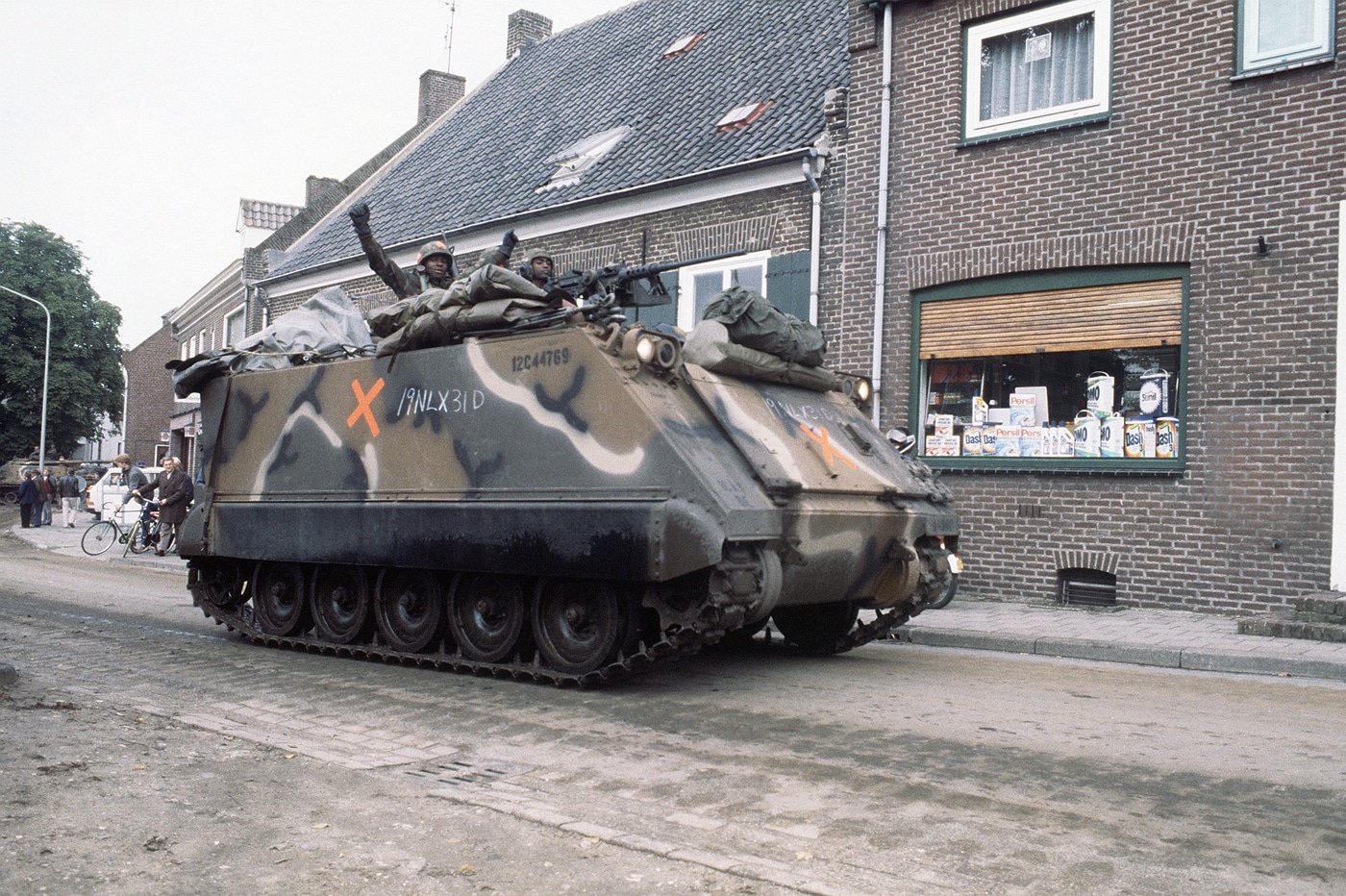 soldiers in M113 armored personnel carrier 1st Cavalry Division Exercise Reforger