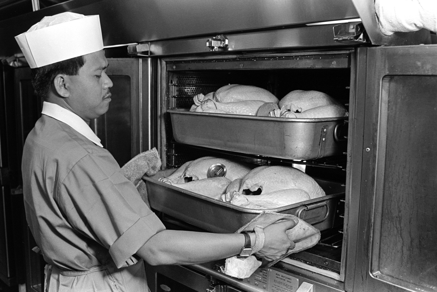 turkeys for Thanksgiving dinner on the USS Okinawa