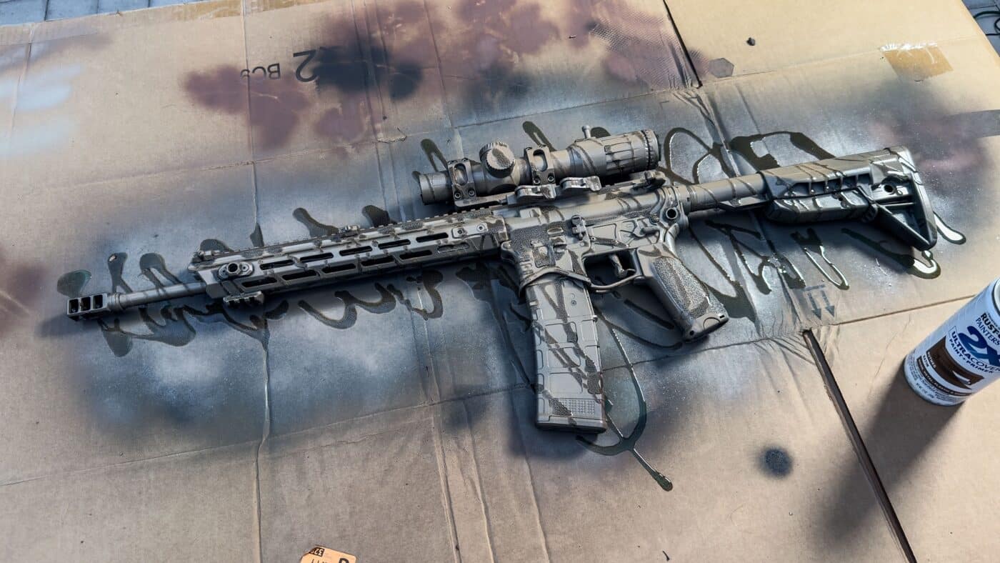 applying dish soap to rifle when paining