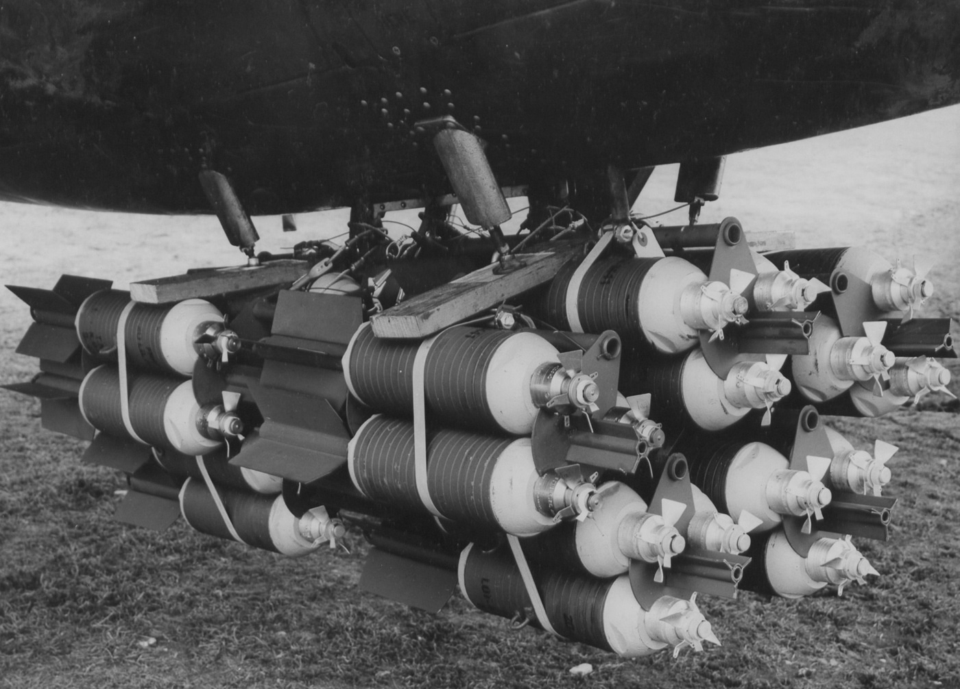 Bombs are loaded onto a Republic P-47 Thunderbolt in England on February 15, 1944, as part of the preparation for a strategic mission. The image reflects the Thunderbolt’s versatility as a fighter-bomber capable of delivering significant firepower. The aircraft’s design allowed it to carry heavy payloads, making it indispensable in Allied campaigns. The effort shown here represents the critical support work behind every successful sortie.