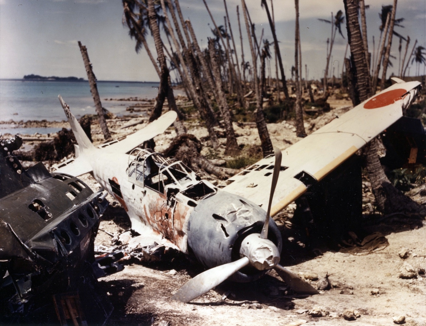 crashed Mitsubishi A6M Zero fighter beach Munda New Georgia