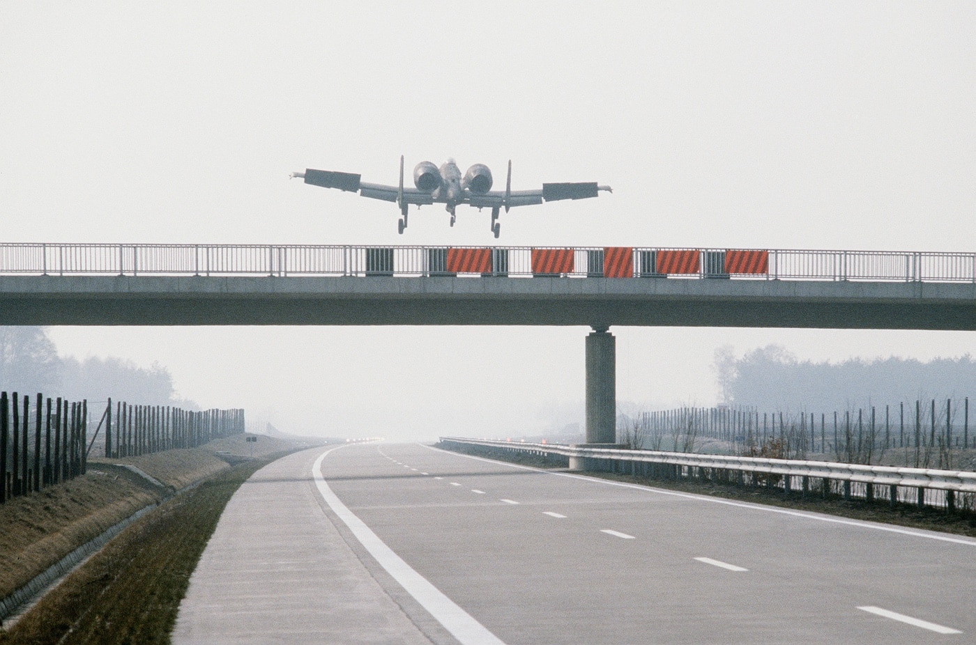 A-10 Thunderbolt II lands on the Autobahn in West Germany