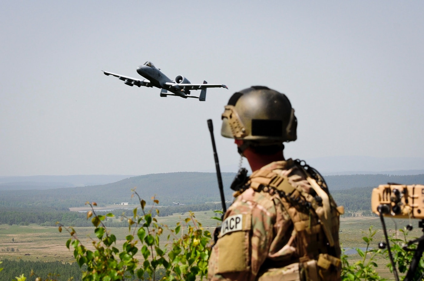 A-10 Thunderbolt flies over US troops in Germany during Combined Resolve II