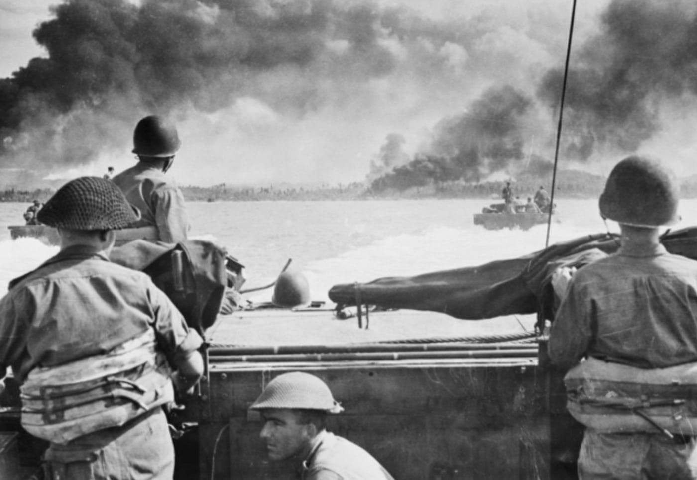 Australian soldiers in LVT Roebling Alligator Battle of Balikpapan