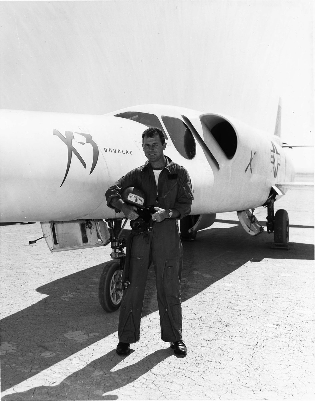 Chuck Yeager with the Douglas X-3 Stiletto experimental jet plane