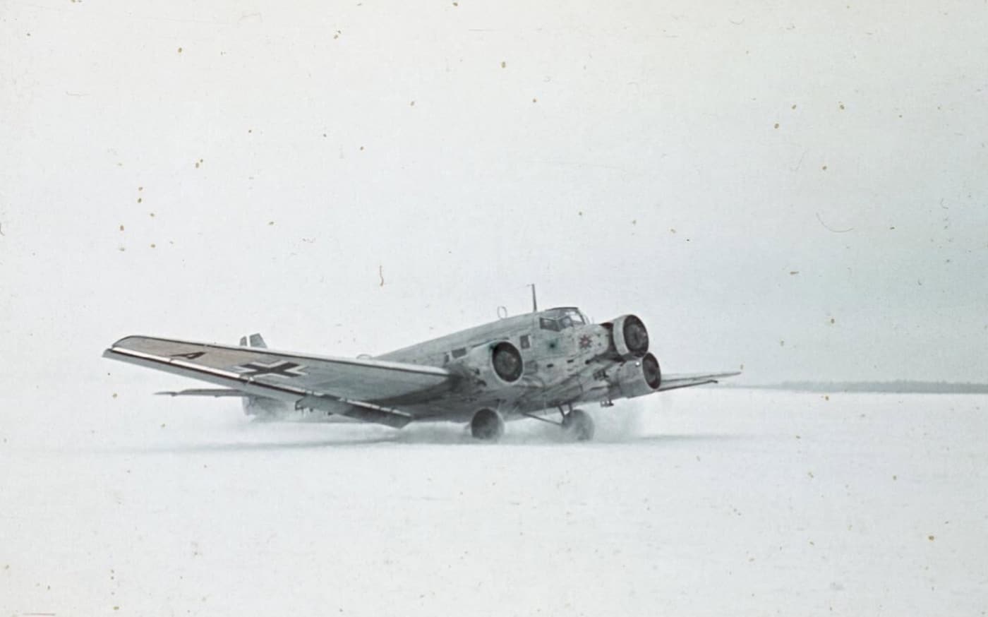 German Junkers Ju 52 in winter camouflage in Russia during World War II