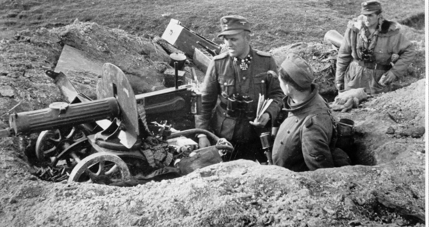 Volkssturm troops with Maxim M1910 machine gun on Eastern Front