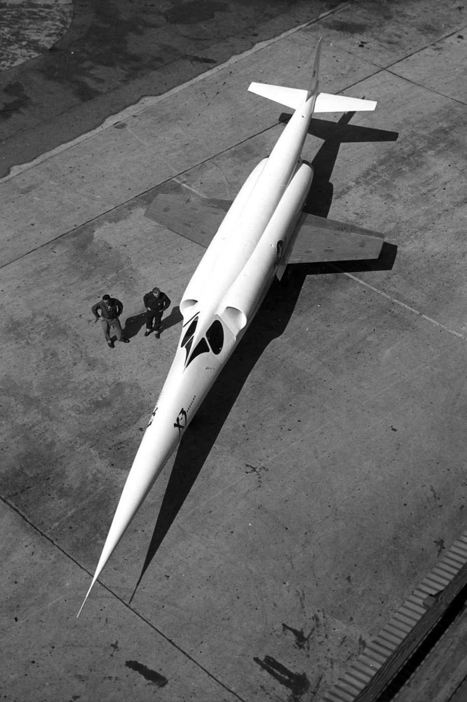 overhead view of the Douglas X-3 Stiletto jet fighter