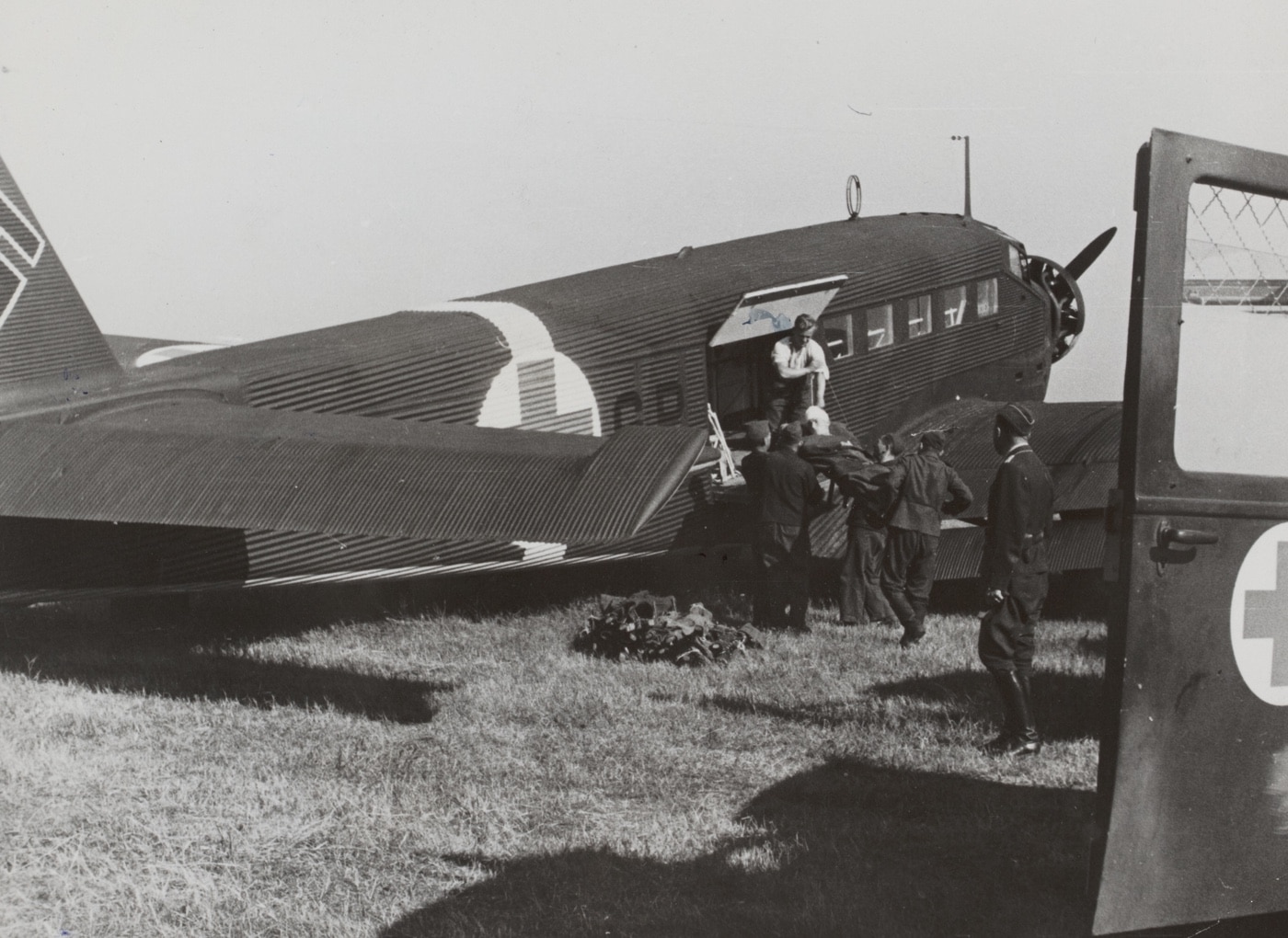 wounded German troops loaded onto Junkers Ju 52