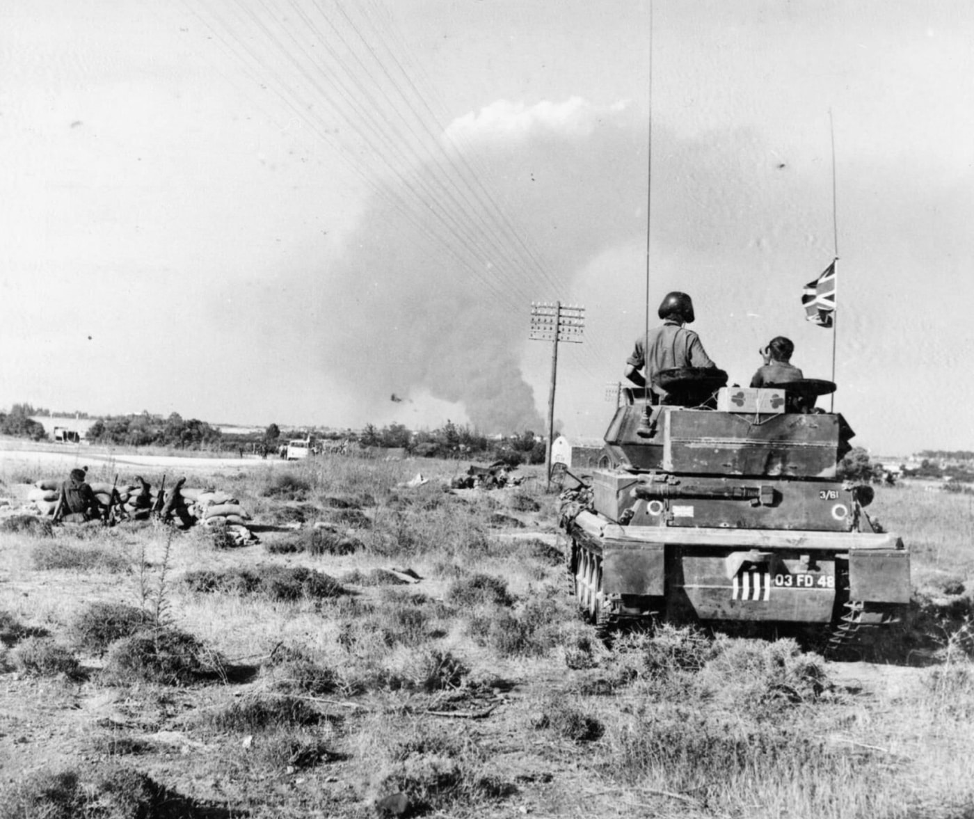 British Army troops and FV101 Scorpion tank prepared during the Turkish Invasion of Cyprus in 1974