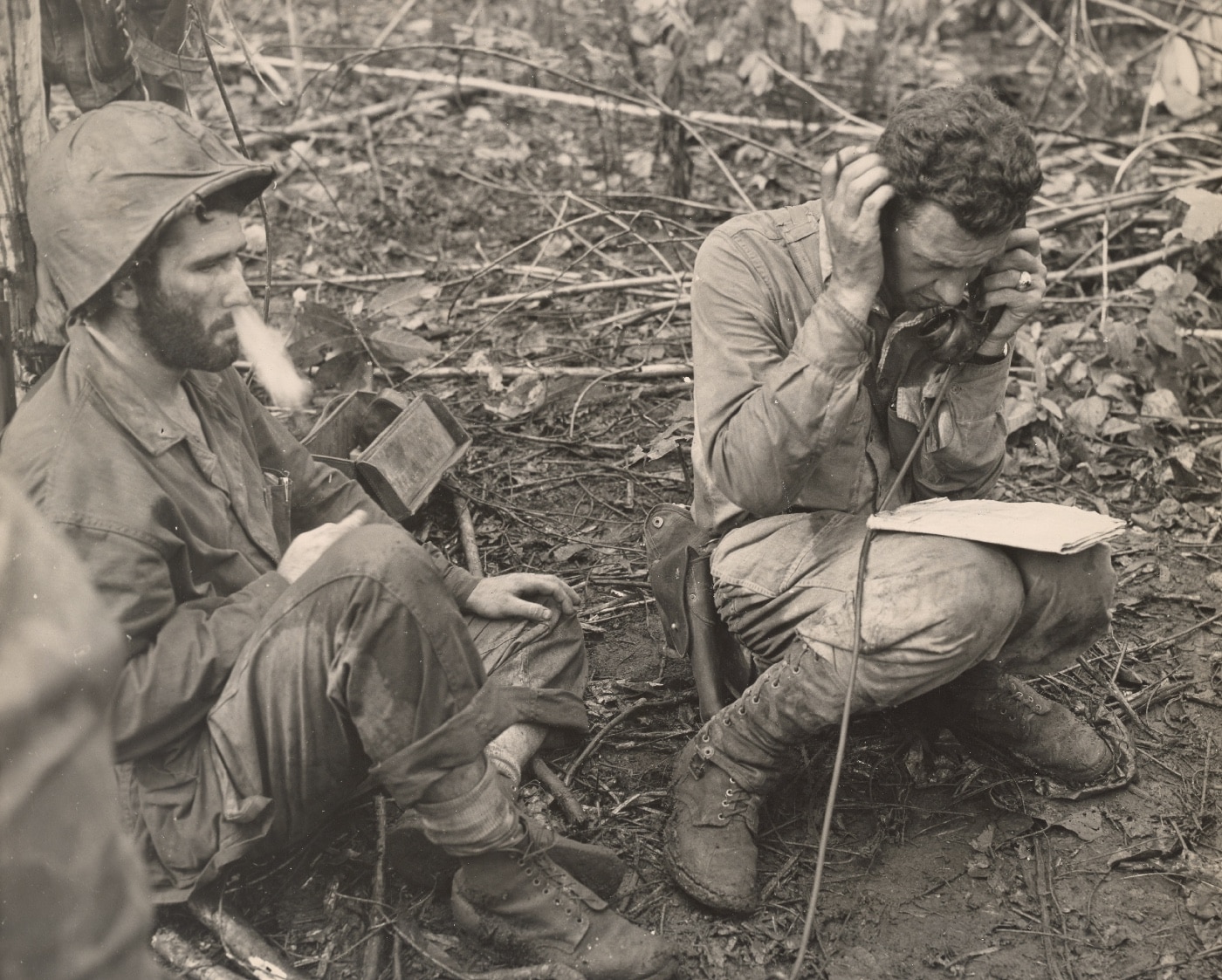 Lt Col John E Weber on radio report Cape Gloucester