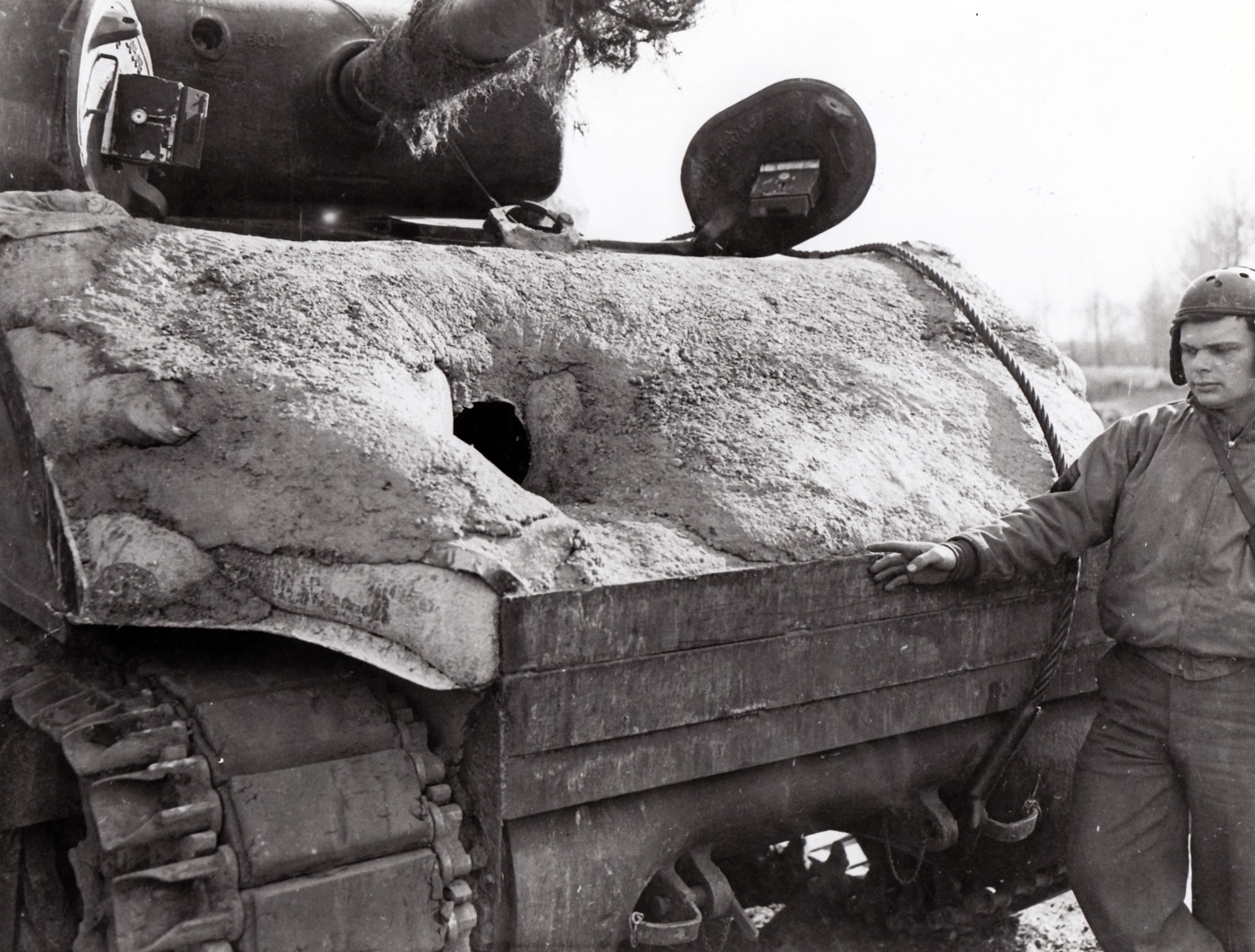 M4 Sherman tank with concrete up armor