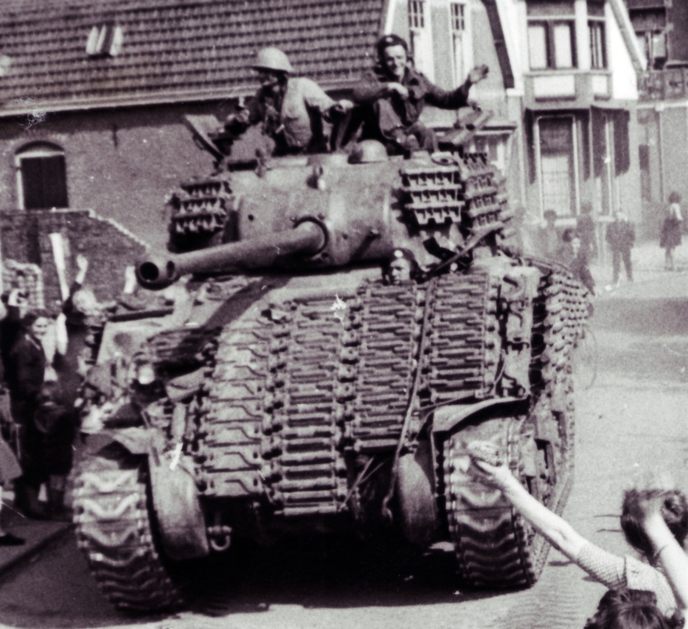 Sherman Firefly tank with track links as up armor