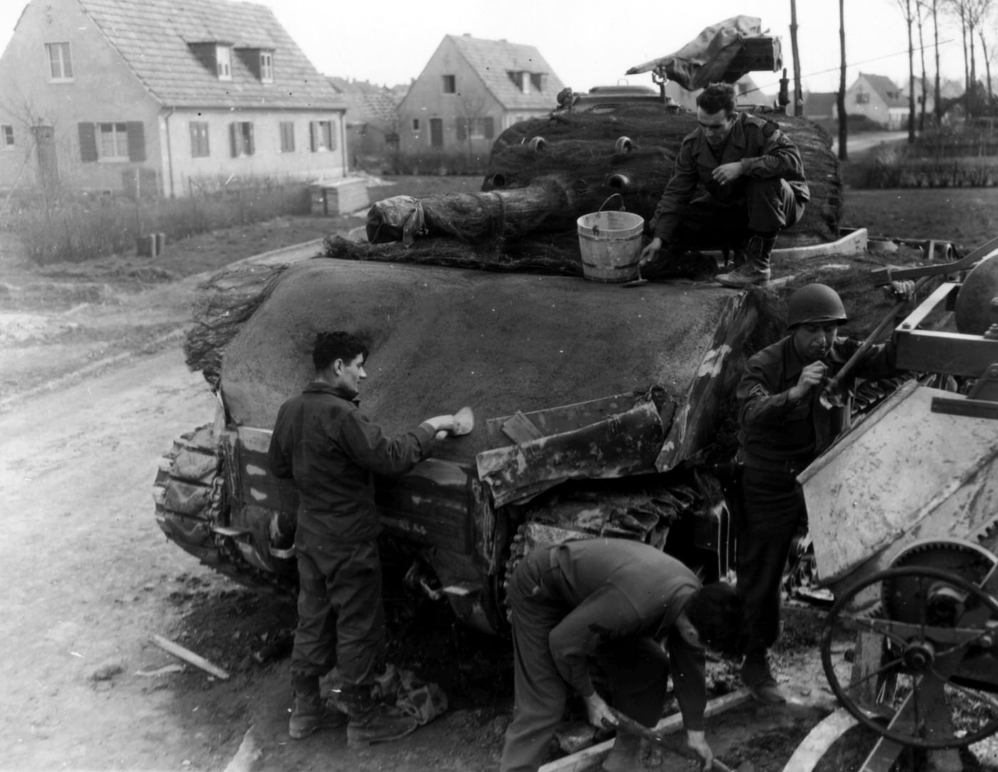 concrete up armor on Sherman assault vehicle