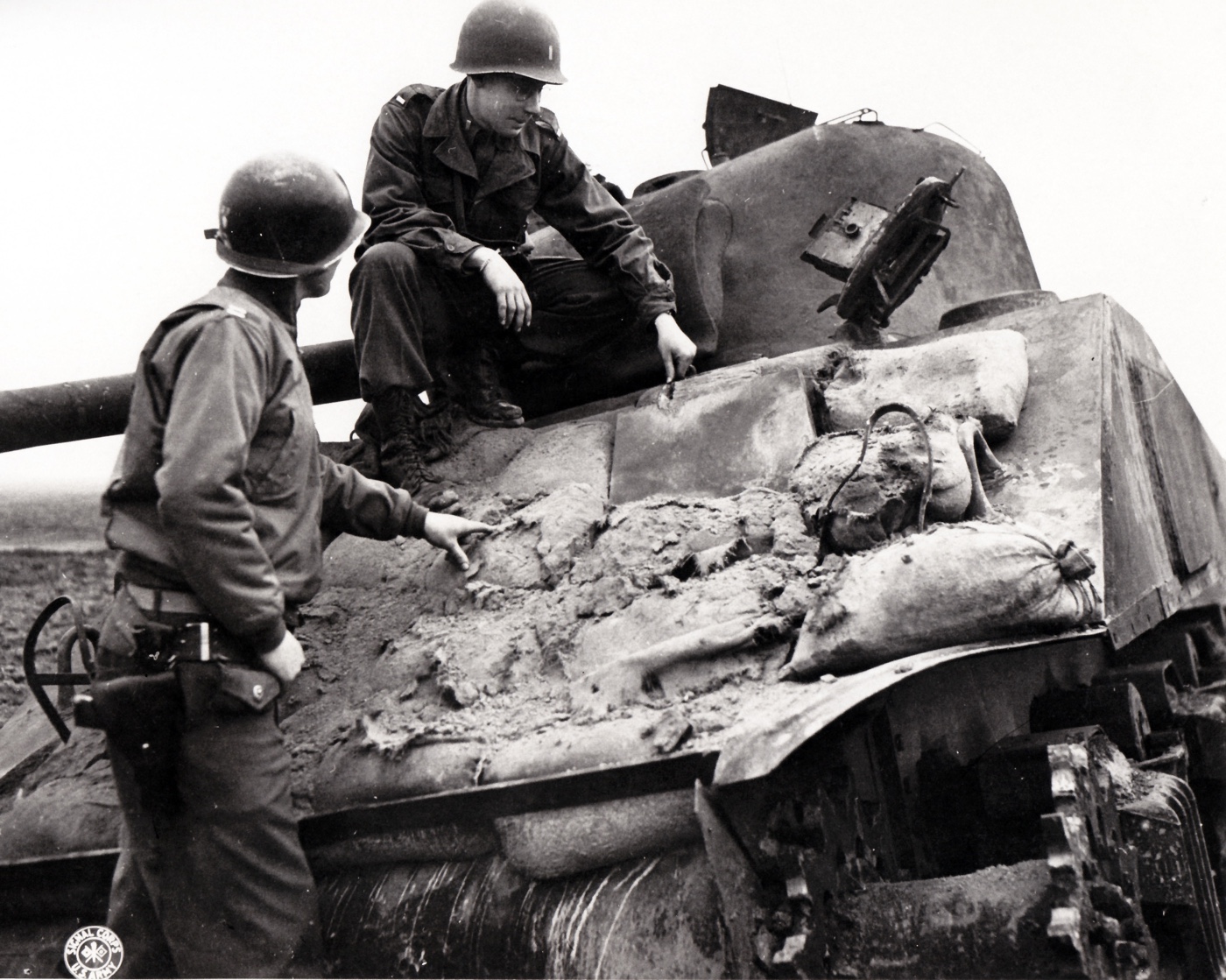 results of a panzerfaust hit on a concrete reinforced Sherman tank