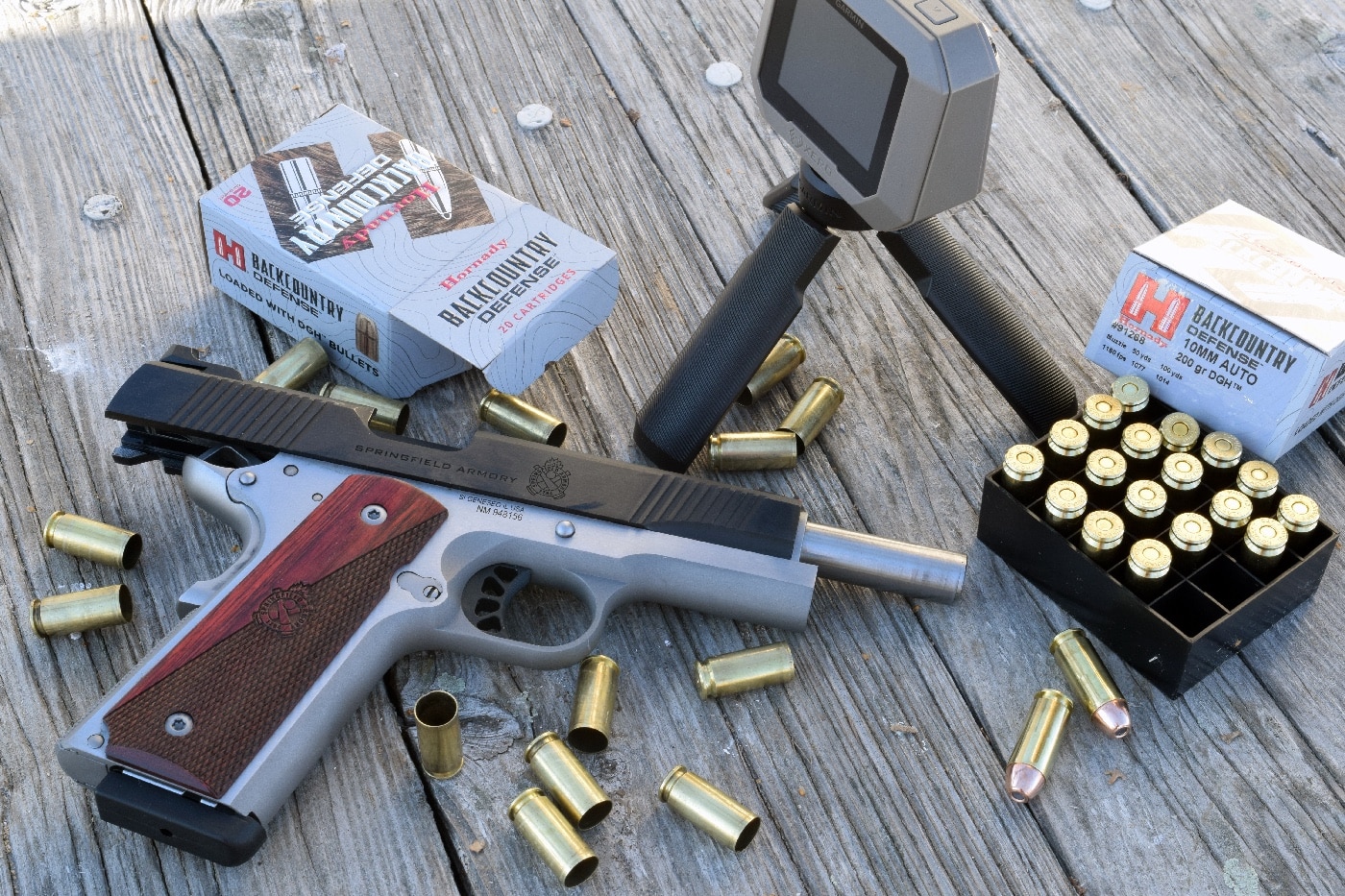 testing the Hornady Backcountry ammunition with Springfield Armory 1911 Ronin pistol