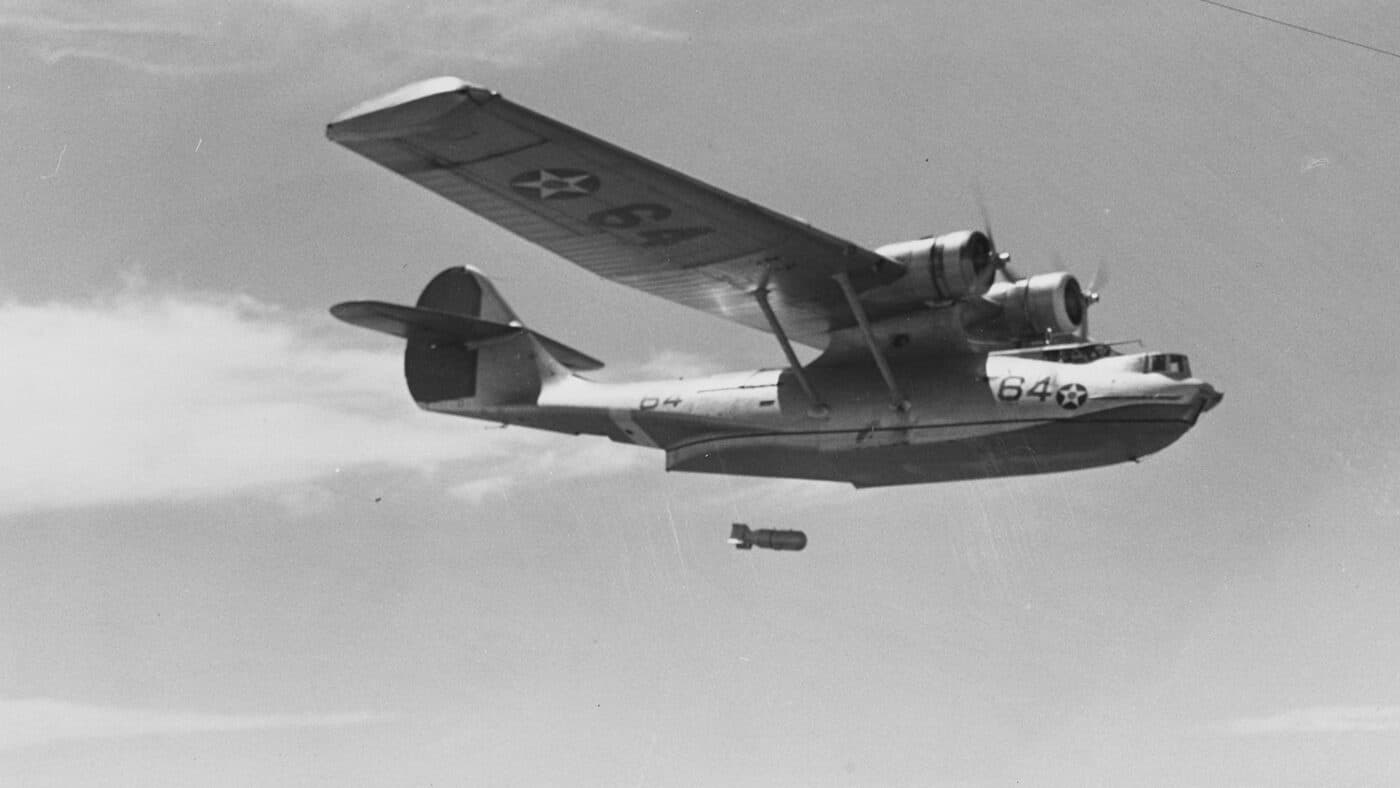 PBY-4 Catalina dropping a bomb