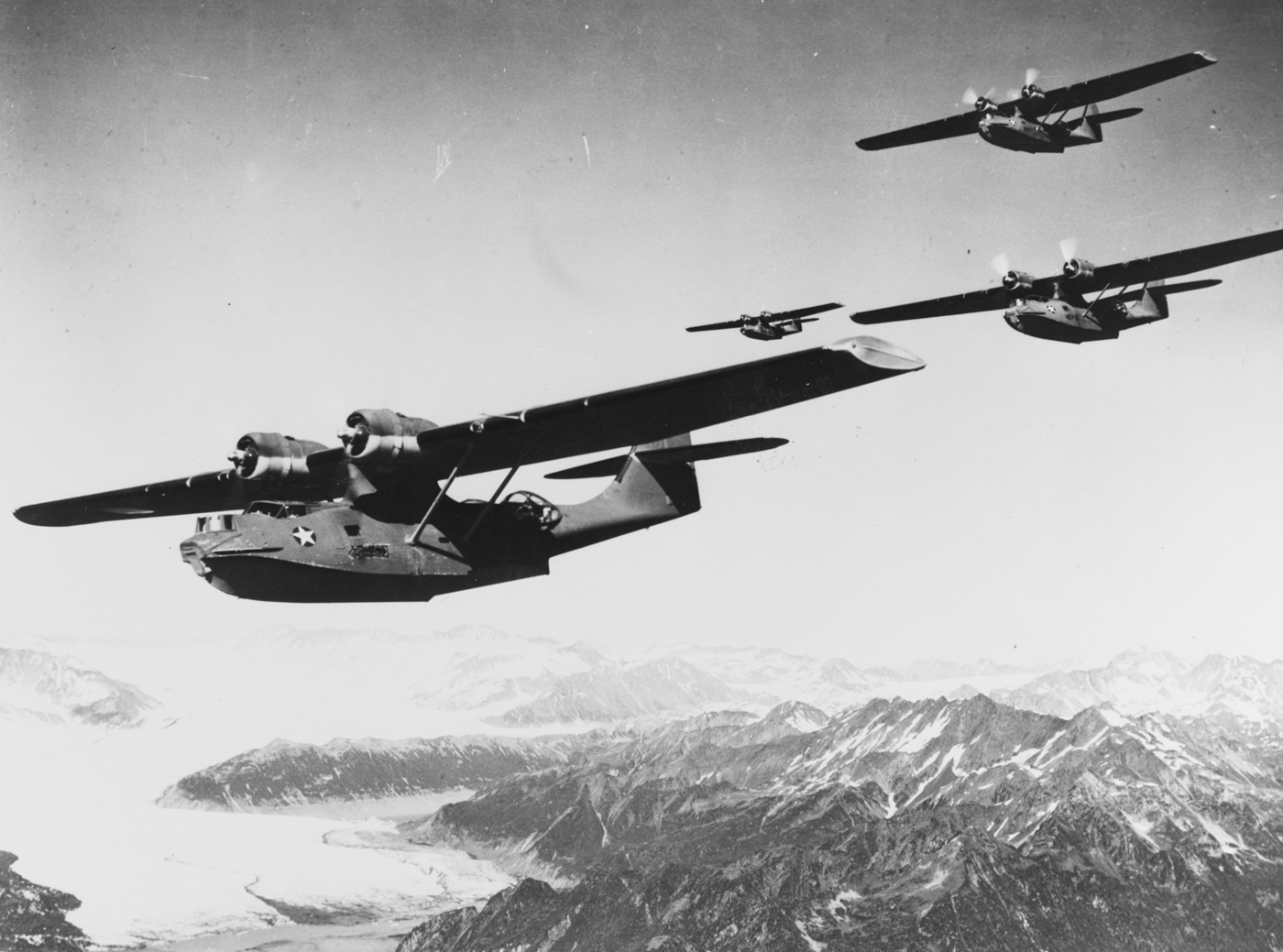 PBY-5 Catalina patrol aircraft in formation in 1941