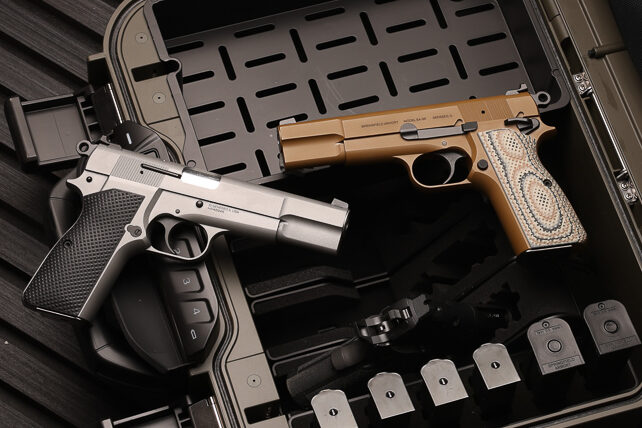 Springfield Armory SA-35 pistols in gray and brown