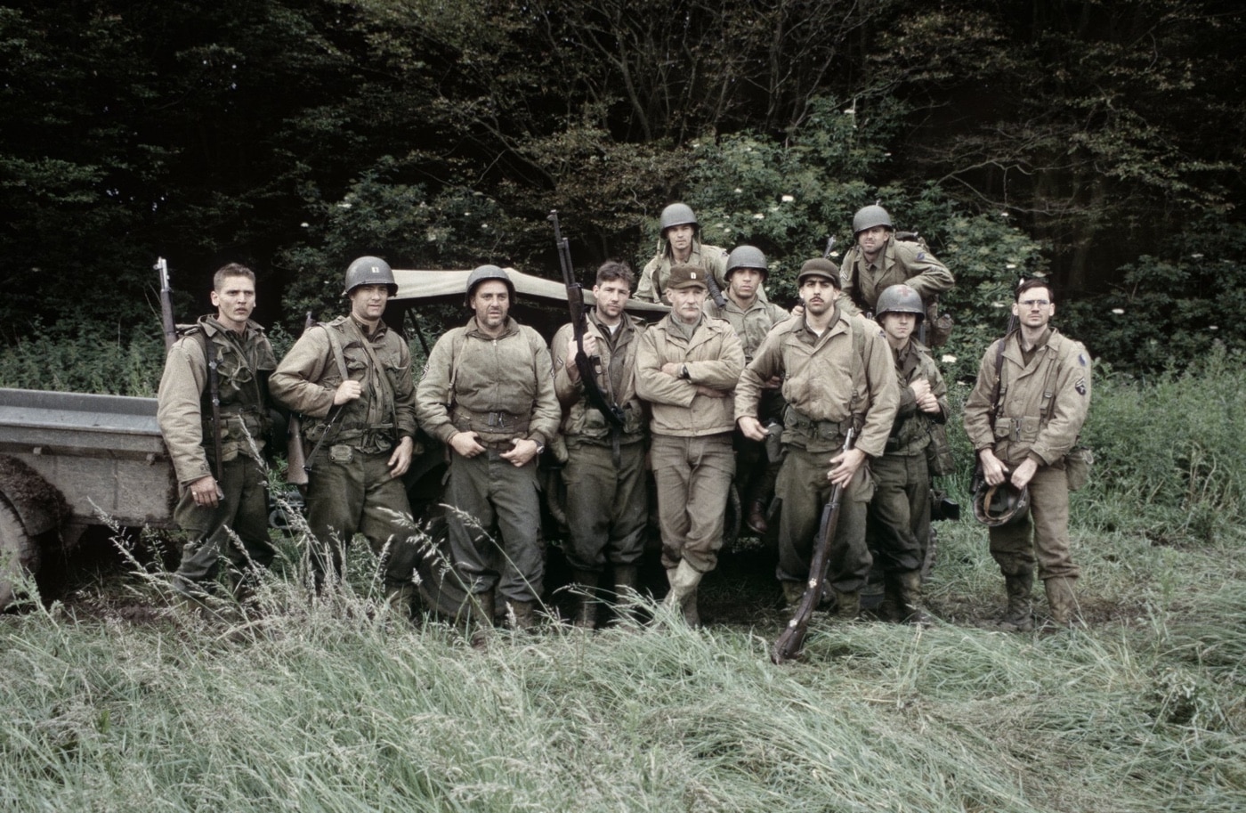 author Dale Dye on set of Saving Private Ryan