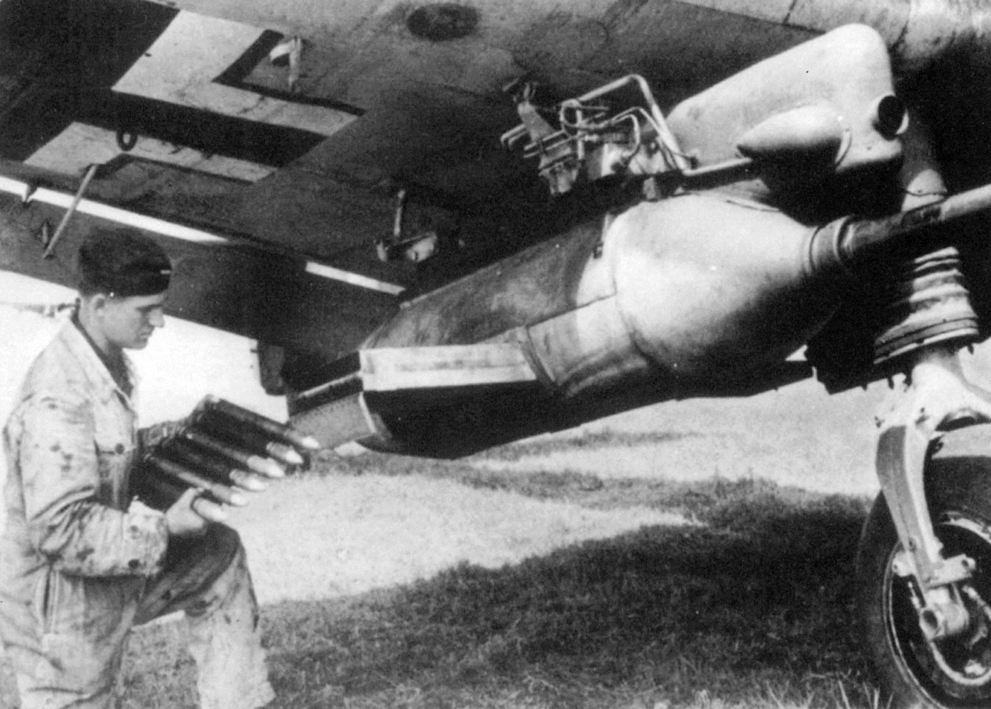 loading the Ju-87G tank busting guns